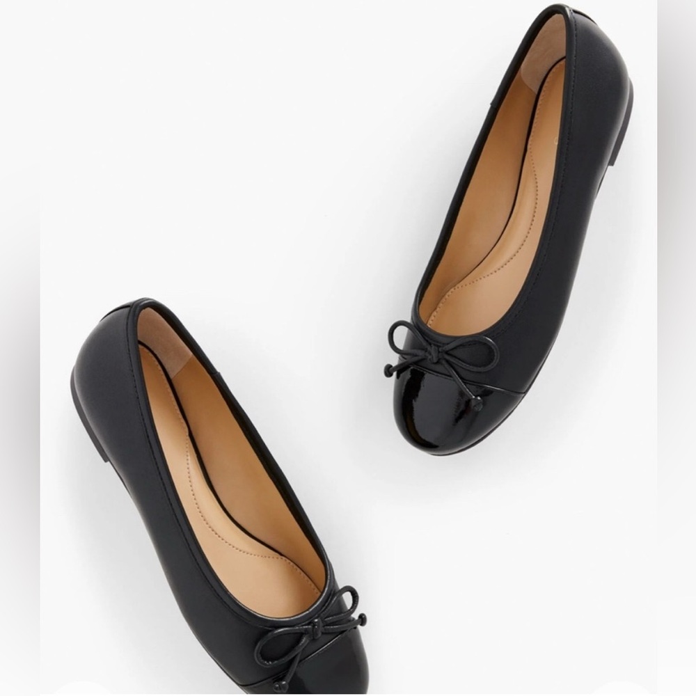 Talbots Women’s Blair Cap Toe Nappa Ballet Flats in Black Sz 9.5